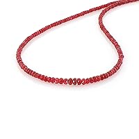 NirvanaIN Red Spinel Necklace Faceted Solid Strand Link Beaded Filled 18 Inches Natural Stone Everyday Wear Pink Gemstones