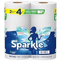 Sparkle Tear-A-Square Paper Towels, 2 Double Rolls = 4 Regular Rolls, Customizable Sheet Size Paper Towel