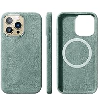 Case for iPhone 15/15 Pro/15 Plus/15 Pro Max, Handmade Alcantara Suede, Comfortable & Stylish [Compatible with Magsafe] Shockproof Anti-Slip Ultralight Luxury Case,Green,15 Pro