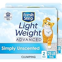 Lightweight Clumping Cat Litter, Advanced, Unscented, Extra Large, 25 Pounds total, (2 Pack of 12.5lb Boxes)