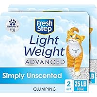 Fresh Step Lightweight Clumping Cat Litter, Advanced, Unscented, Extra Large, 25 Pounds total, (2 Pack of 12.5lb Boxes)