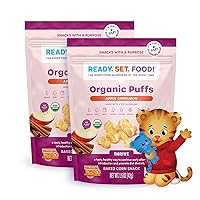 Ready, Set, Food! Organic Puffs | Daniel Tiger Apple Cinnamon (2 Pack) | Organic Baby Toddler Puffs with 9 Top Allergens | No Sugar Added