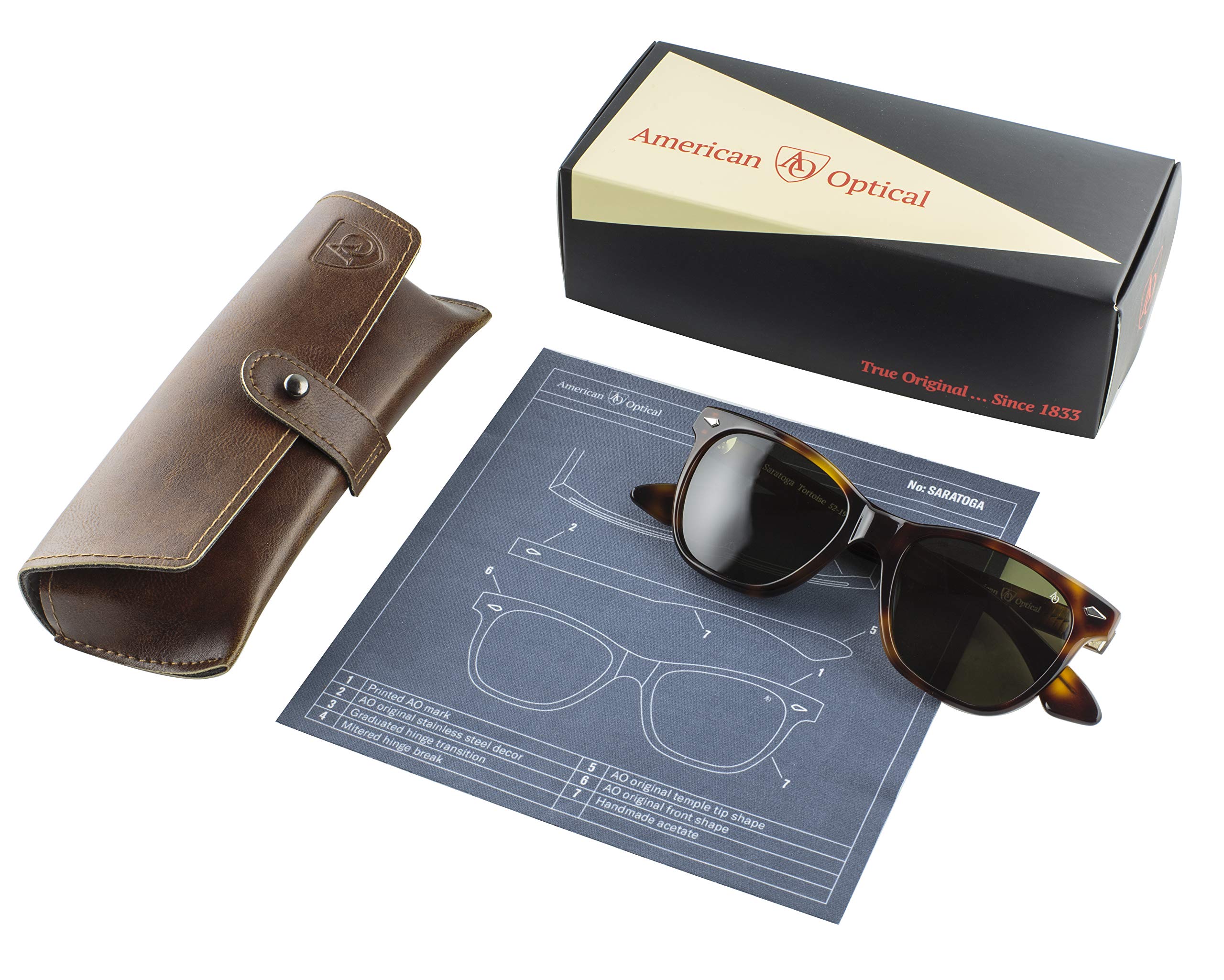 AO Saratoga Sunglasses - Black - True Color Gray AOLite Nylon Lenses - 52-19-145