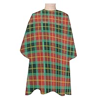 Buffalo Plaid Red Green Barber Cape - Salon Hair Cutting Cape for Women,Men,Kids,Adults,Merry Christmas Winter Check Holiday Haircut Cape with Elastic Neckline Hairdressing Stylist Cape Gown