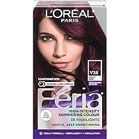 Feria Multi-Faceted Shimmering Permanent Hair Color Hair Dye, V38 Violet Noir (Intense Deep Violet)