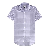 Mens Plaid Formal Dress Shirt Purple S