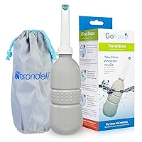 Brondell GoSpa Essential Portable Bidet for Everyday Use, Camping, Hiking, and Outdoor Activities, Compact and Discreet, Includes Travel Bag, 400ml, Fog
