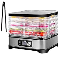 VIVOHOME Food Dehydrator, Electric 400W 5 Trays Hydrator Machine with 48H Timer and 95-176℉ Temperature Control for Fruit Vegetable Meat Beef Jerky Herb, BPA Free, Silver