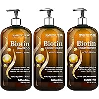 Majestic Pure Biotin with DHT Blocker Complex Shampoo & Conditioner Set (16 oz each) and Biotin Conditioner (16 oz) Bundle