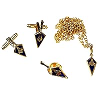 Trowel Lapel Pin Cufflink Necklace Masonic Combo Pack