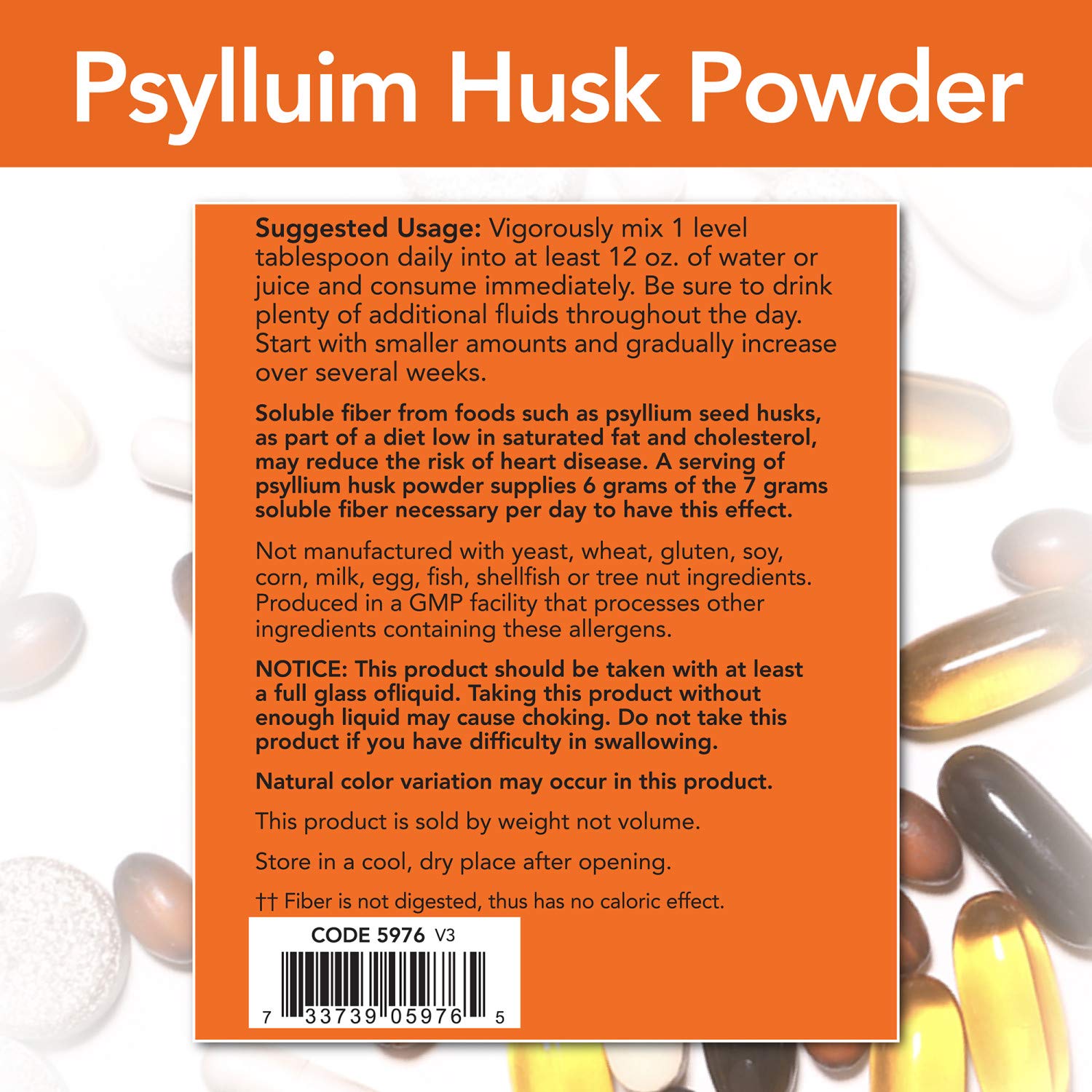 NOW Psyllium Husk Powder, 12-Pound
