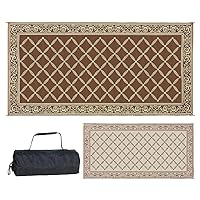 Stylish Camping 119187 9-feet by 18-feet Reversible Mat, Plastic Straw Rug, Large Floor Mat for Outdoors, RV, Patio, Backyard, Picnic, Beach, Camping (Brown/Beige)