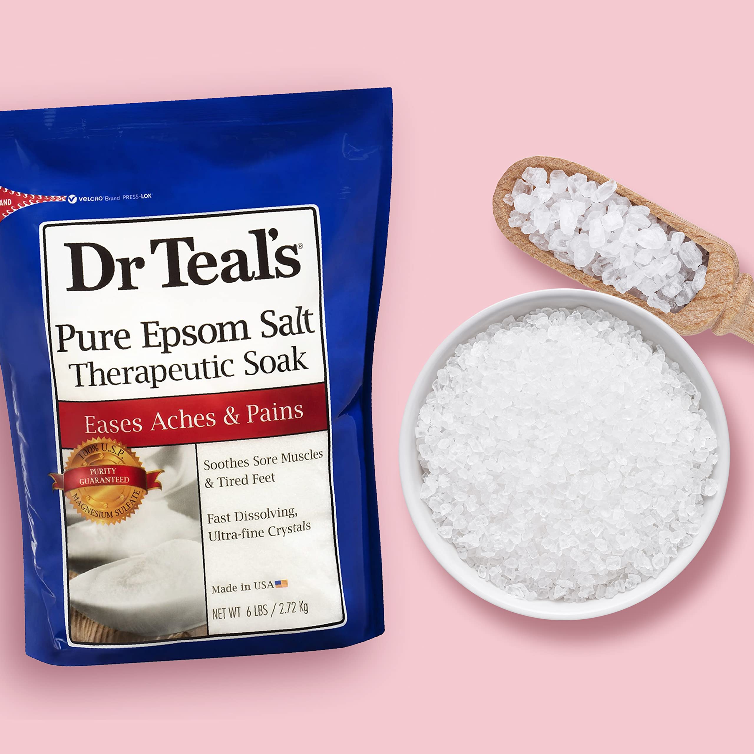 Dr Teal's Unscented Epsom Salt Bulk Magnesium Sulfate USP, 6 lbs (Pack of 6) 36 lbs Total (Packaging May Vary)