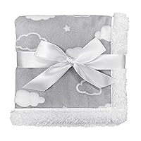 American Baby Company Heavenly Soft Chenille/Sherpa Security Blanket, Medium Gray 3D Cloud, 14