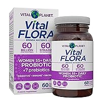 Vital Flora Women Over 55 Daily Probiotic, 60 Billion CFU, Diverse Strains, Organic Prebiotics, Vaginal and Immune Support, Digestive Health Probiotics for Women 60 Capsules