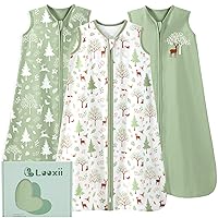 Baby Sleep Sack 12-18 Months 3 Pack 100% Cotton Baby Wearable Blanket 0.5TOG Toddler Sleeping Bag with 2-Way Zipper Baby Sleepsack Large Forest