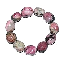 Tumble Bracelet - Rhodonite Bracelet Natural Healing Chakra Balancing Crystal Stone