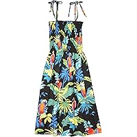 Women S - XL Jungle Parrot Elastic Tube Top Sundress