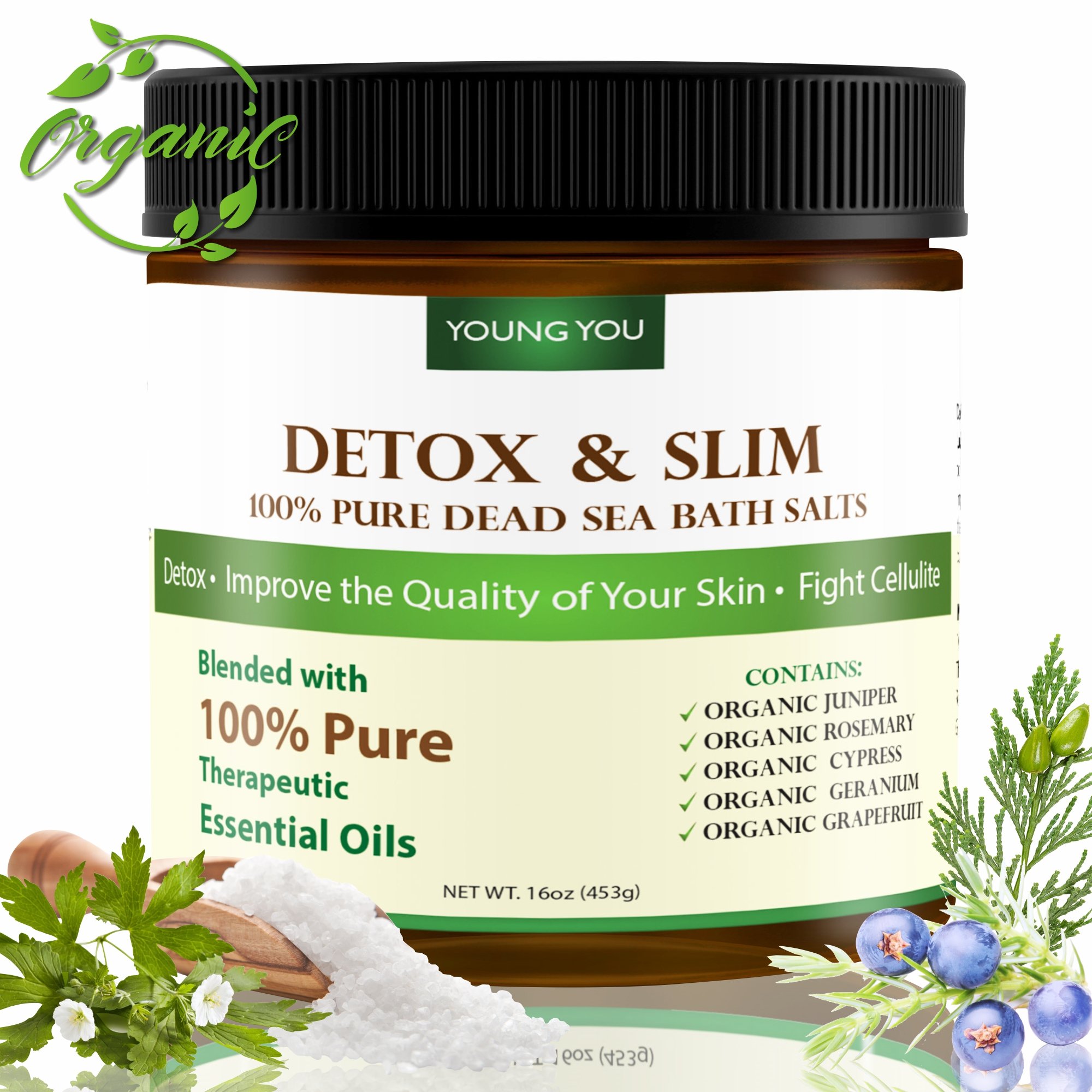 Dead Sea Bath Salt – Organic Detox Mineral Body Soak - Reduce Cellulite, Slim Down, Improve Skin, Circulation