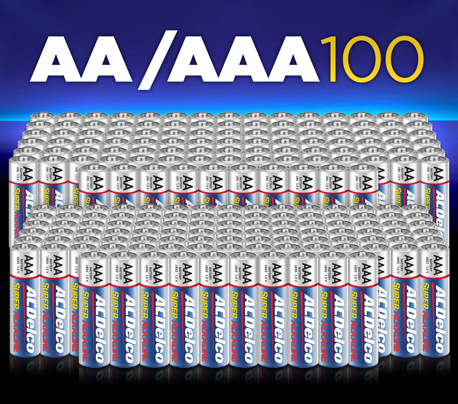 ACDelco AA and AAA 200-Count Combo Pack Super Alkaline Batteries, 100-Count Each, 10-Year Shelf Life, Reclosable Packaging