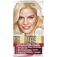 Excellence Creme Permanent Triple Care Hair Color, 9 Light Natural Blonde, Gray Coverage For Up to 8 Weeks, All Hair Types, Pack of 1