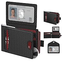 Wallet for Men with Stealth Pocket for Airtag: Leather Wallet with 3 in 1 Design, Removable ID Window, RFID Blocking, 17 Card Capacity, Slim, Carbon Fiber, Bill Divider, Front Wallet with Gift Box