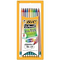 BIC Xtra-Fun Stripes Graphite Pencil, 2 HB, 18-Count