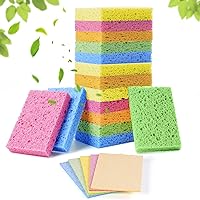 15 Pcs Cellulose Sponges Kitchen, 5 Colors Non-Scratch Colorful Sponges, Biodegradable Compressed Sponges, Large Cellulose Sponge for Kitchen, Bathroom, Cars, Funny Cut-Outs DIY