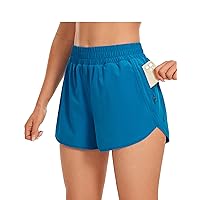 CRZ YOGA Women's High Waisted Running Shorts Mesh Liner - 3'' Dolphin Quick Dry Athletic Gym Track Workout Shorts Zip Pocket