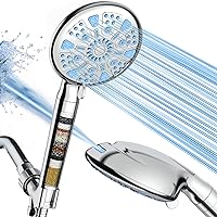 Cobbe Filtered Shower Head with Handheld, High Pressure 9 Spray Mode Shower Head with Filter, Built-in Power Spray to Clean Corner, Water Softener Filters Beads for Hard Water, Remove Chlorine, Chrome
