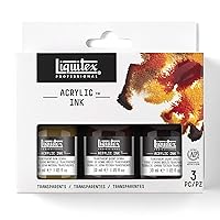 Liquitex Professional Acrylic Ink, 1-oz (30ml), Transparent Set, Set of 3