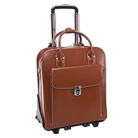 McKlein LA GRANGE W Series Laptop Rolling Briefcase, Brown Genuine Leather (96494)