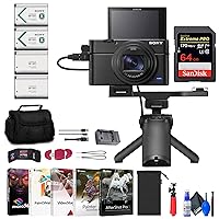 Sony Cyber-Shot DSC-RX100 VII Digital Camera with Shooting Grip Kit (DSC-RX100M7G) + 64GB Memory Card + Case + 2 x NP-BX1 Battery + Card Reader + LED Light + Corel Photo Software + More (Renewed)