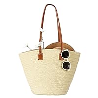Herald Large Handmade Straw Purses for Women, Summer Beach Natural Weaving Chic Woven Tote Handbags Shoulder Bags