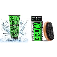 GROW Ultimate Hair & Beard Care Bundle: 11-in-1 Wash + First Cut Boar Bristle Beard & Wave Brush - Complete Solution for Healthy Growth, Follicle Stimulation, and Maintenance - Vegan & Made in USA by