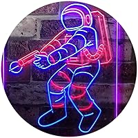 ADVPRO Astronaut Space Rocket Shuttle Kid Room Dual Color LED Neon Sign Red & Blue 12