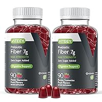 Prebiotic Fiber Gummies 7G Extra Strength Zero Sugar Added Digestive Heath Regularity & Natural Weight Support, Vegan Dietary Supplement for Adults & Teens, Pectin Chewable Gummy Fruit Chews (2 Pack)