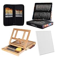 Acrylic Paint Set for Adults & Kids Includes Tabletop Easel Canvas and Brushes 24 Acrylic Paint Colors 15 Brushes 1 Easel 1 Canvas | Painting Kit for Adults