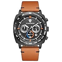 Quartz Chronograph Waterproof Watches Business and Sport Design Leather Band Strap Wrist Watch for Men
