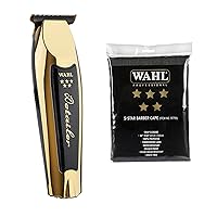 Wahl Professional 5 Star Gold Cordless Detailer Li Trimmer, & 5 Star Series Barber Cape Bundle