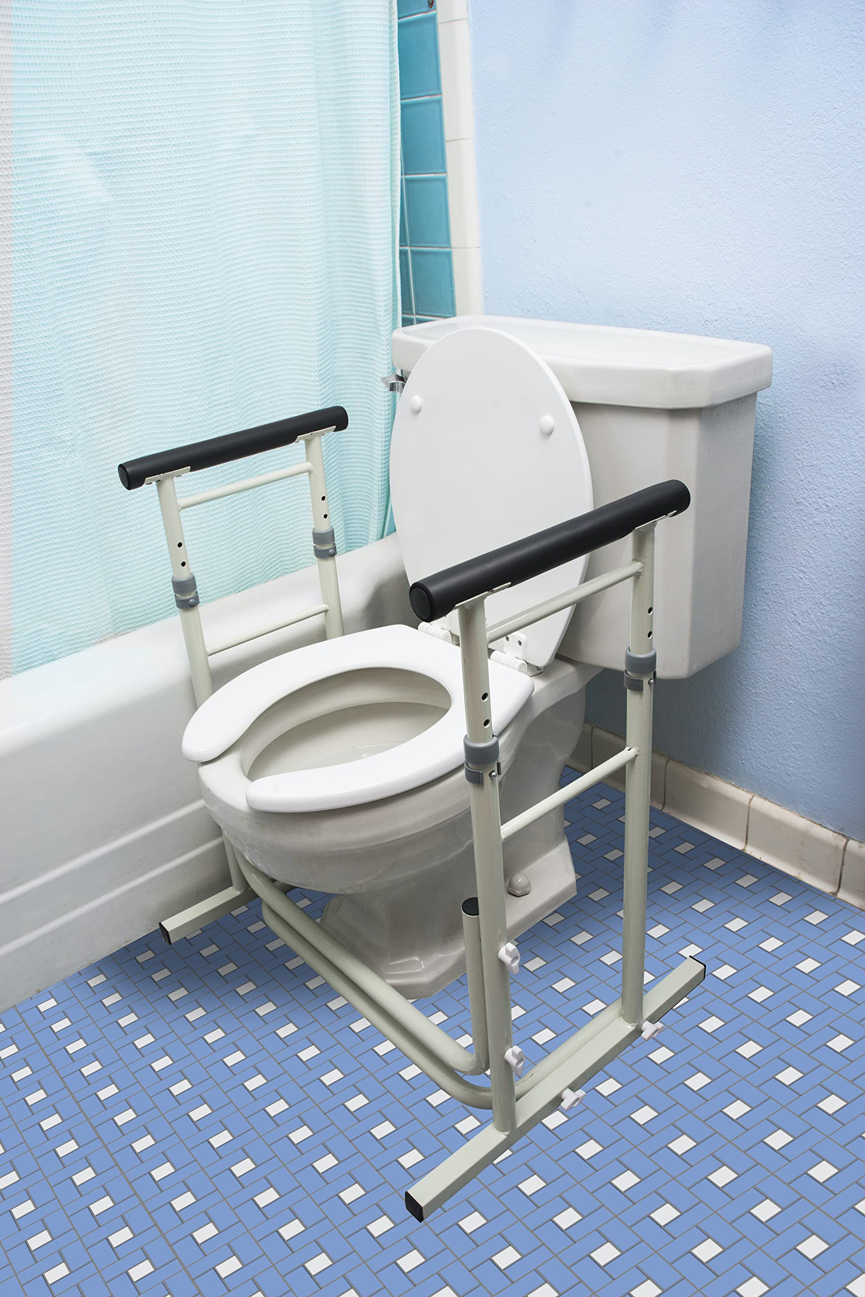 Essential Medical Supply Height Adjustable Standing Toilet Safety Rail with Foam Handles
