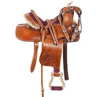 Pony & Adult Classic Quality Handmade Premium Leather Comfort Western Barrel Racing Trail Equestrian Horse Saddle Tack, Size 10