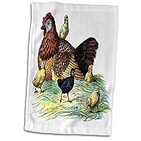 3D Rose Chickens n Hen Vintage Print TWL_52334_1 Towel, 15