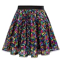 GRACE KARIN Girls Sequin Skirt Elastic Waist Sparkle Pleated Skirt for Party 5-12Y