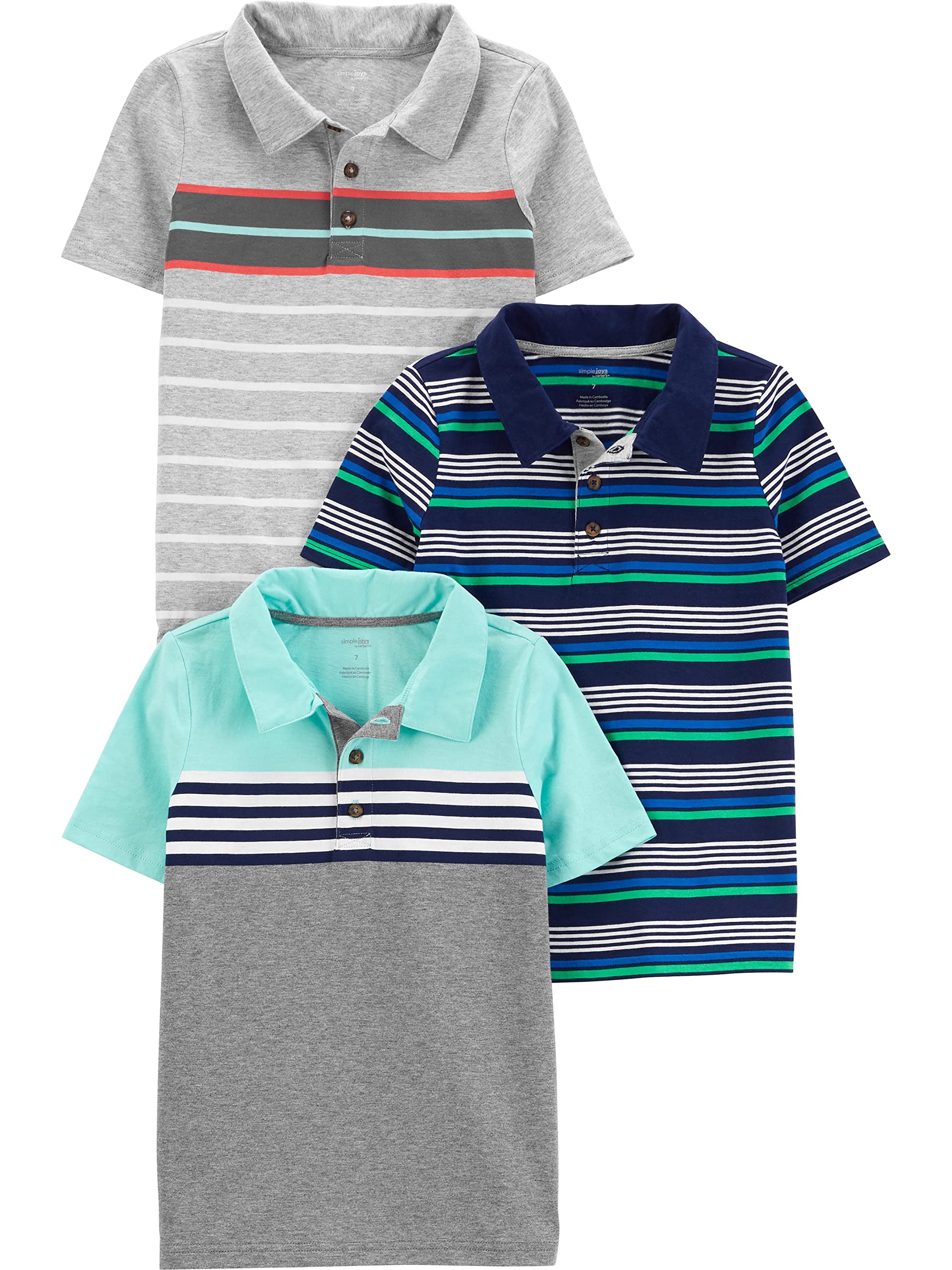 Simple Joys by Carter's Toddler Boys' Short-Sleeve Polo, Pack of 3