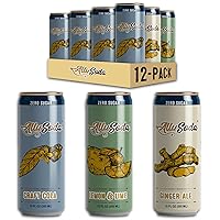 AlluSoda - Zero Sugar Craft Soda Naturally sweetened with Allulose, Monk Fruit & Reb M. Keto & Diabetic friendly with 0 net carbs and low calories (12-Pack Variety = 4 Craft Cola + 4 Lemon & Lime + 4 Gingerale)