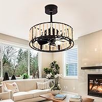 Caged Ceiling Fan with Lights and Remote Control Boho Beaded Farmhouse Bladeless Chandeliers, 20