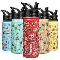 BJPKPK Insulated Water Bottle with Straw Lid, 18oz Stainless Steel Metal Water Bottles, Reusable Leak Proof BPA Free Water Bottles, Cups, Thermos, Passionate-Red