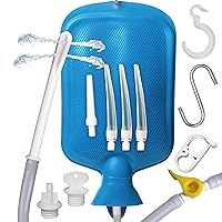 CLEANSTREAM Deluxe Shower Enema Kit for Men, Women. Large Bag Capacity, Adjustable Control Valve, 5FT Hose with 3 Unique Tips, Easy to Use. 13 Pieces, 1 Set, Blue.