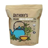 Anthony's Organic English Breakfast Loose Leaf Tea, 1 lb, Gluten Free, Non GMO, Non Irradiated, Keto Friendly